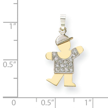 14k Two tone VS Diamond kid pendant