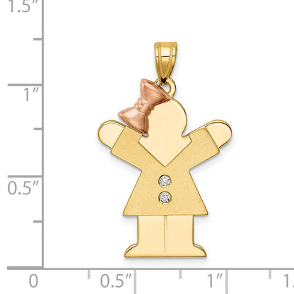 14k Two tone AAA Diamond kid pendant