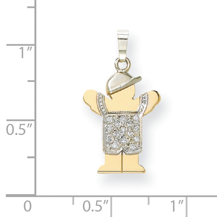 14k Two tone AA Diamond kid pendant