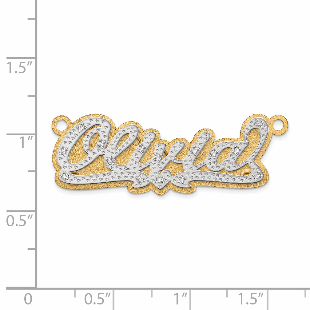 14k 3 Dimensional Diamond Name Plate Pendant