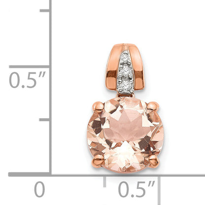 14k Rose Gold Diamond and Morganite Round Pendant