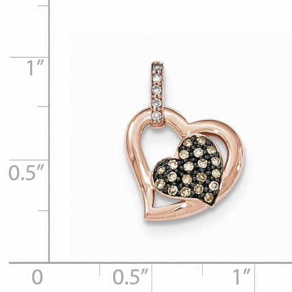 14K Rose Gold Champagne and White Diamond Pav?â?? Hearts Pendant