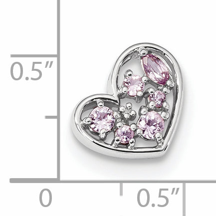 14K White Gold with Pink Sapphire and Diamond Polished Pendant