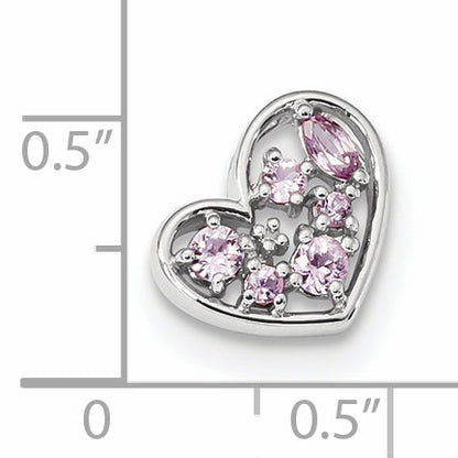 14K White Gold with Pink Sapphire and Diamond Polished Pendant