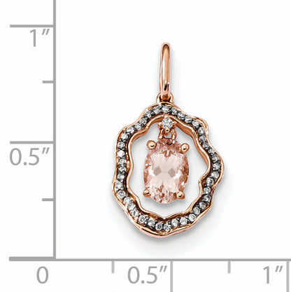 14k Rose Gold with Morganite and Diamond Pendant