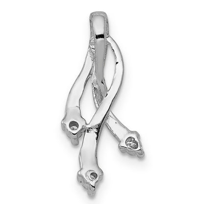 14k White Gold AAA Diamond 3 1.6mm Stone Twisted Chain Slide
