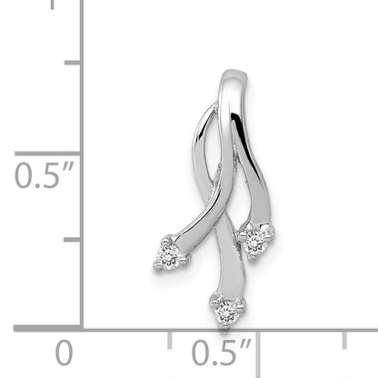 14k White Gold AAA Diamond 3 1.6mm Stone Twisted Chain Slide