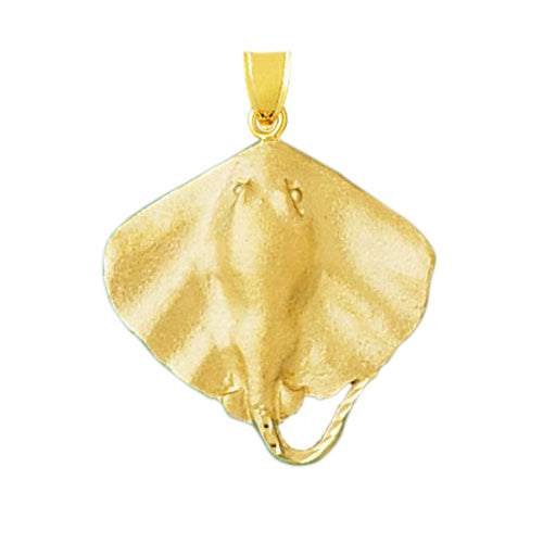 14K Gold Stingray Sea Life Pendant