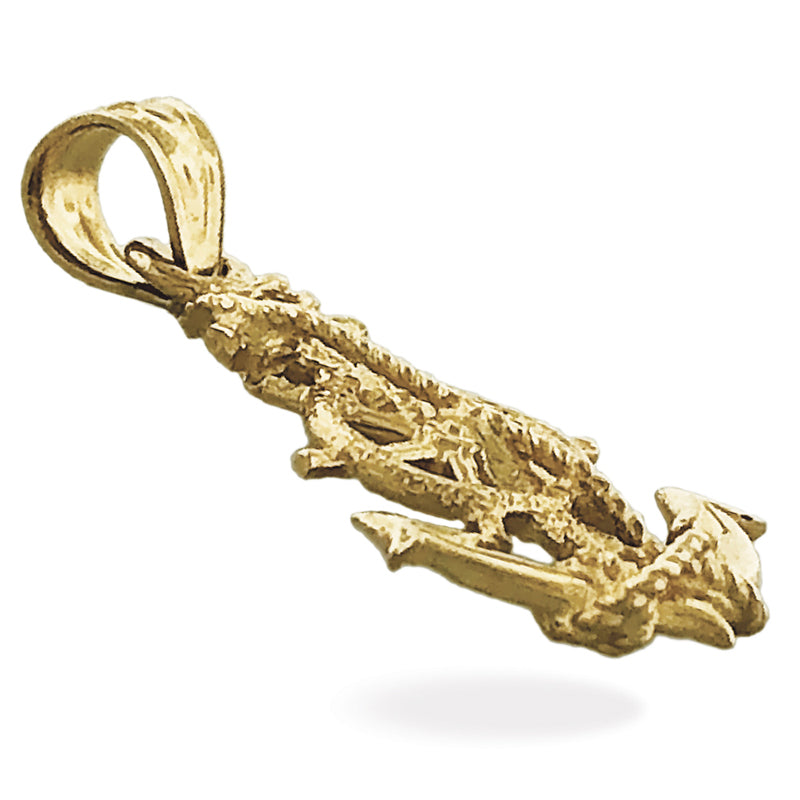 14K Gold Ship Wheel and Anchor Charm