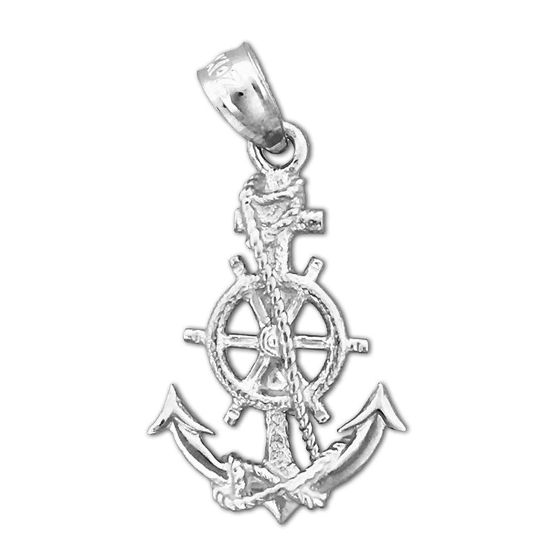 14K Gold Ship Wheel and Anchor Charm