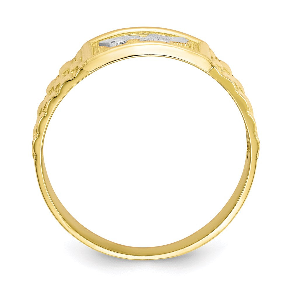 10K Yellow Gold u0026 Rhodium Men's Eagle Ring
