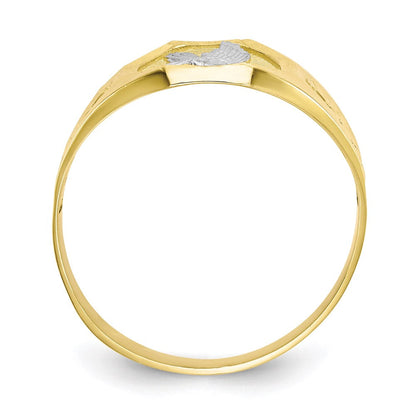 10K Yellow Gold u0026 Rhodium Men's Eagle Ring