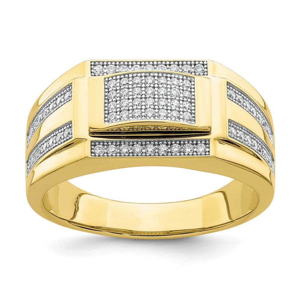 10K Yellow Gold Men's CZ Signet Ring