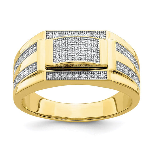 10K Yellow Gold Men's CZ Signet Ring