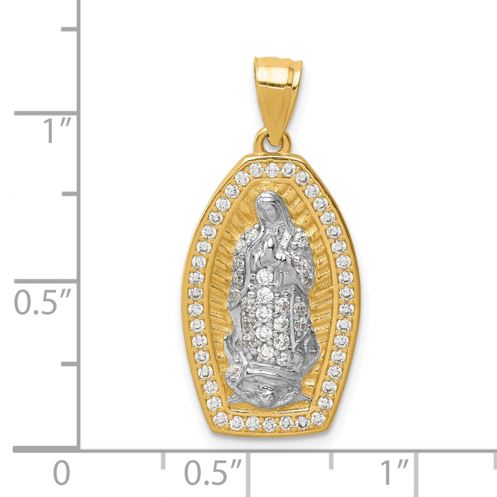 10k Yellow Gold w/Rhodium CZ Micropave Guadalupe Pendant (10C1458 ...