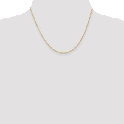 10K Yellow Gold 1.35mm Carded Cable Rope Chain Necklace