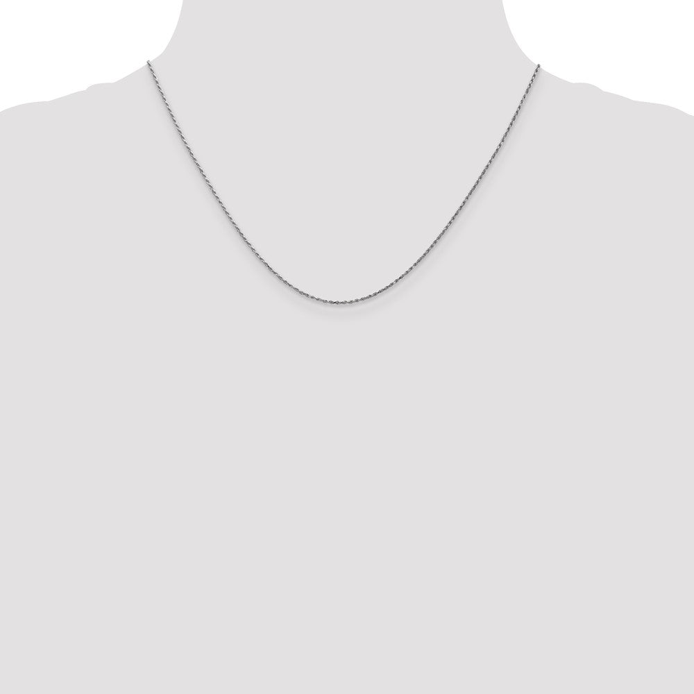 10k White Gold .95mm Carded Cable Rope Chain Necklace