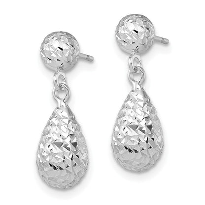 10k White Gold White Gold D/C Post Dangle Earrings