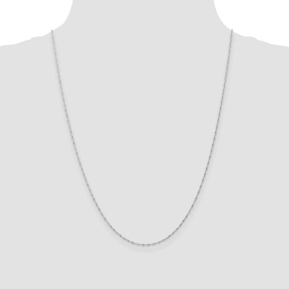 14K White Gold 24 inch Carded 1mm Singapore with Spring Ring Clasp Chain Necklace