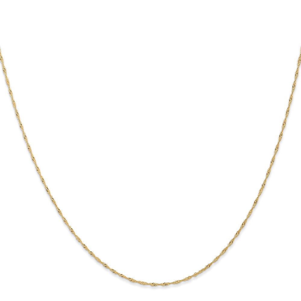 14K Yellow Gold 20 inch Carded 1mm Singapore with Spring Ring Clasp Chain Necklace