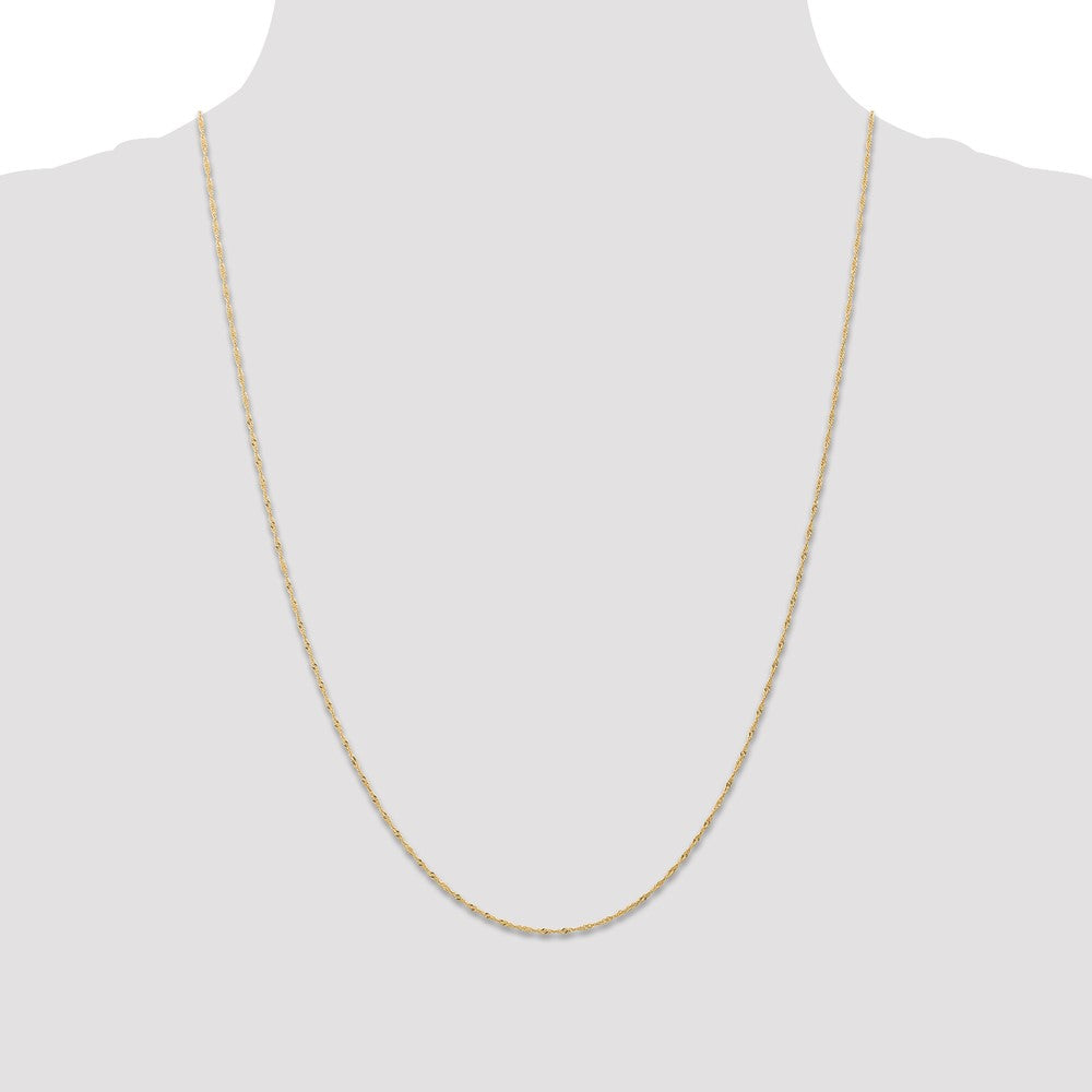14K Yellow Gold 24 inch Carded 1mm Singapore with Spring Ring Clasp Chain Necklace