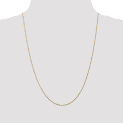 14K Yellow Gold 24 inch Carded 1mm Singapore with Spring Ring Clasp Chain Necklace
