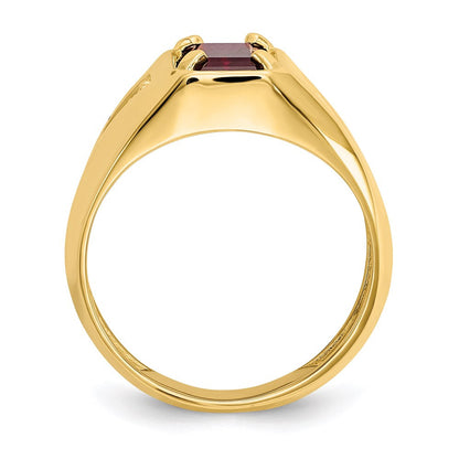 10K Yellow Gold Created Ruby u0026 .02ct Real Diamond Men's Ring
