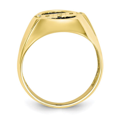 10K Yellow Gold Men's Real Diamond and Black Onyx DAD Ring