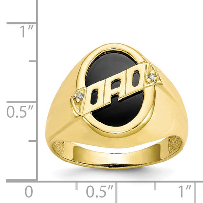 10K Yellow Gold Men's Real Diamond and Black Onyx DAD Ring