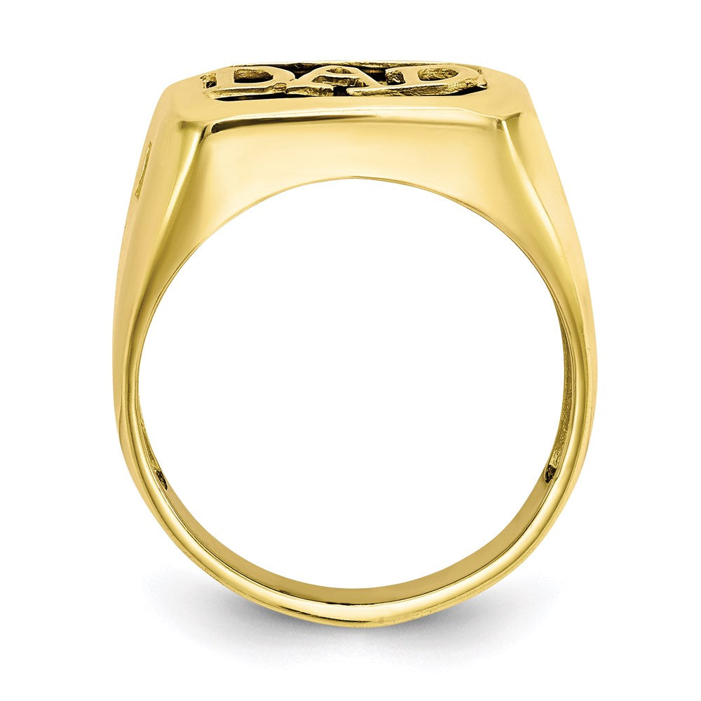 10K Yellow Gold Men's Real Diamond and Black Onyx DAD Ring