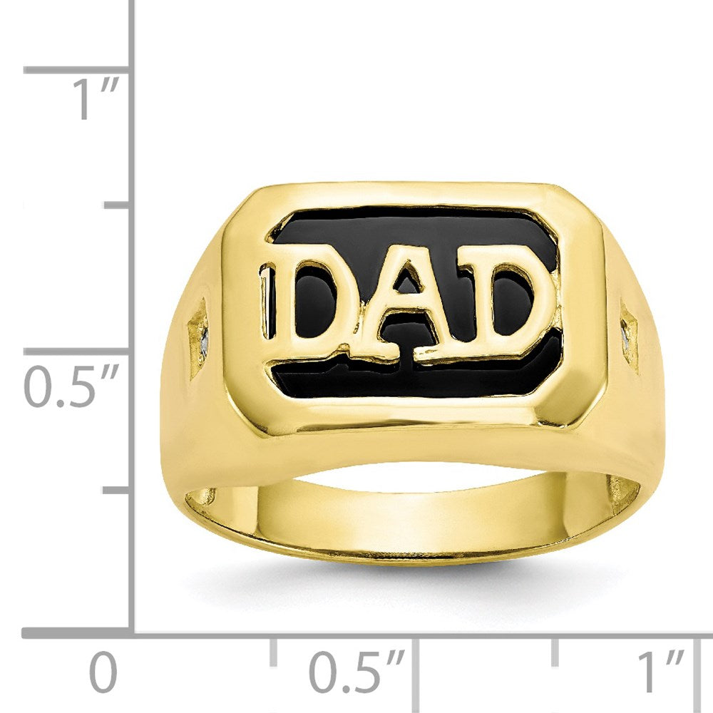 10K Yellow Gold Men's Real Diamond and Black Onyx DAD Ring