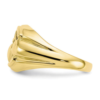 10K Yellow Gold Men's Real Diamond and Black Onyx Claddagh Ring