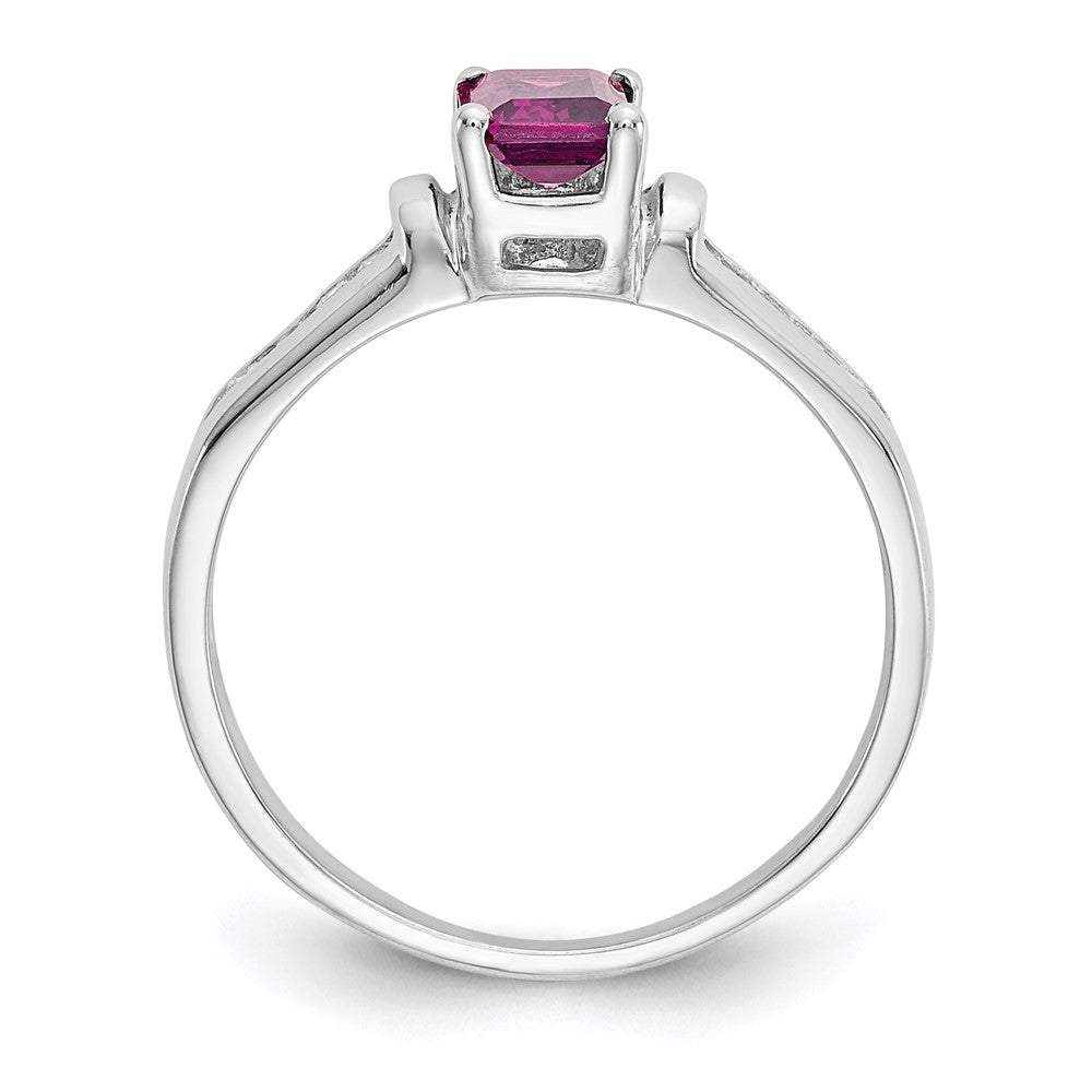 10K White Gold Rhodolite Garnet u0026 .08ct Diamond Ring