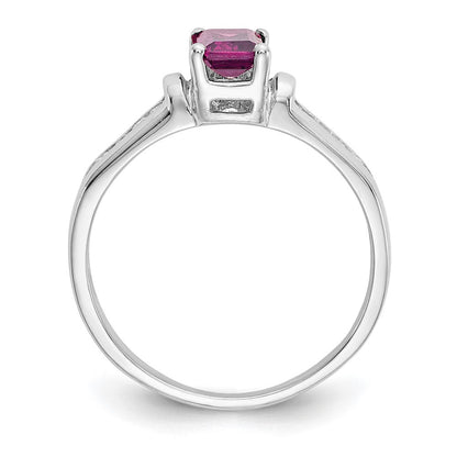 10K White Gold Rhodolite Garnet u0026 .08ct Diamond Ring
