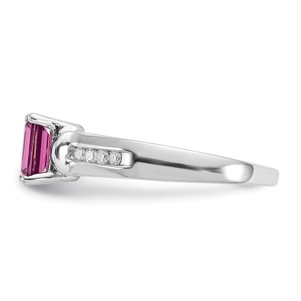 10K White Gold Rhodolite Garnet u0026 .08ct Diamond Ring