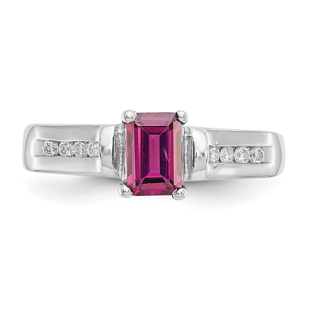 10K White Gold Rhodolite Garnet u0026 .08ct Diamond Ring