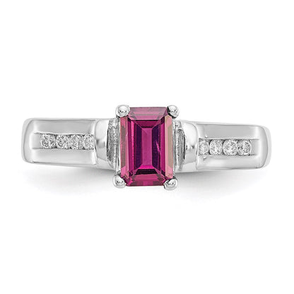 10K White Gold Rhodolite Garnet u0026 .08ct Diamond Ring