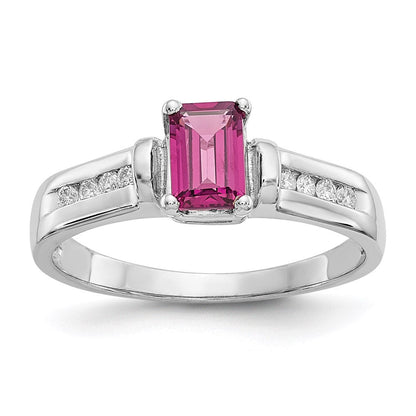 10K White Gold Rhodolite Garnet u0026 .08ct Diamond Ring