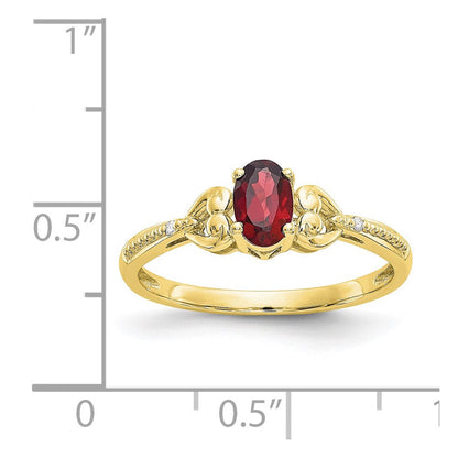 10K Yellow Gold Garnet and Real Diamond Ring