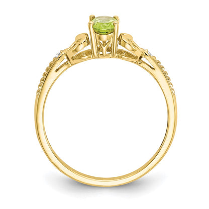 10K Yellow Gold Peridot and Real Diamond Ring