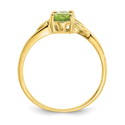10K Yellow Gold Polished Geniune Peridot Birthstone Ring