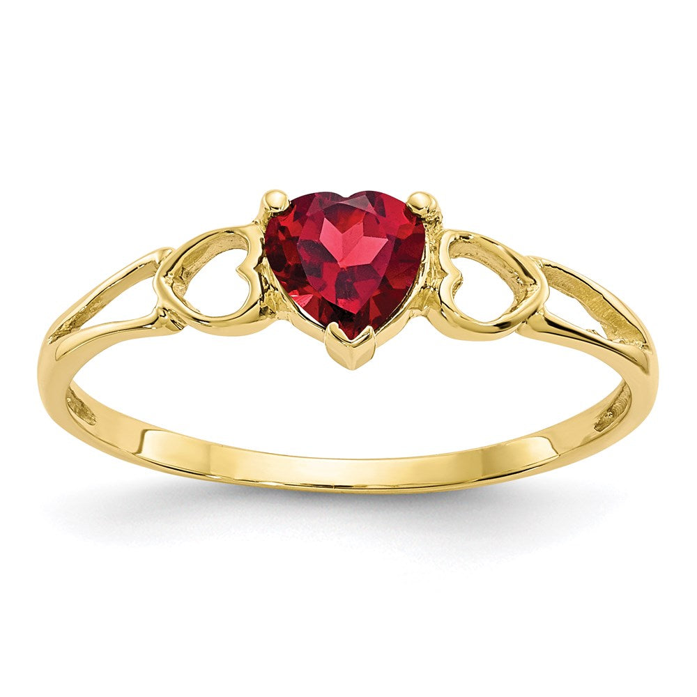 10K Yellow Gold Polished Geniune Garnet Birthstone Ring