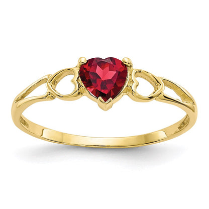 10K Yellow Gold Polished Geniune Garnet Birthstone Ring