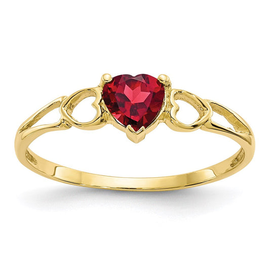 10K Yellow Gold Polished Geniune Garnet Birthstone Ring