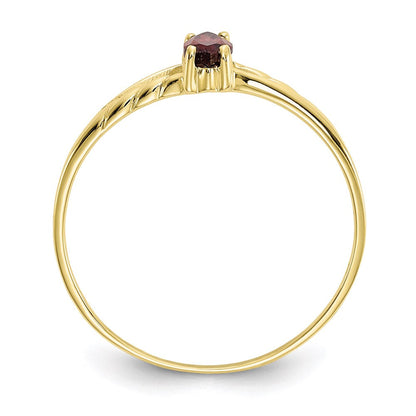 10K Yellow Gold Polished Geniune Garnet Birthstone Ring