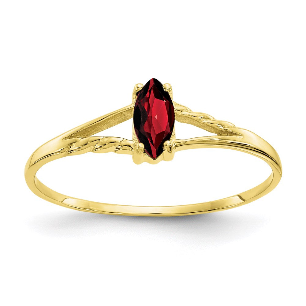 10K Yellow Gold Polished Geniune Garnet Birthstone Ring