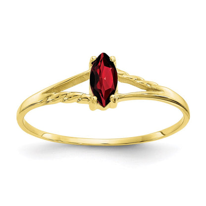 10K Yellow Gold Polished Geniune Garnet Birthstone Ring