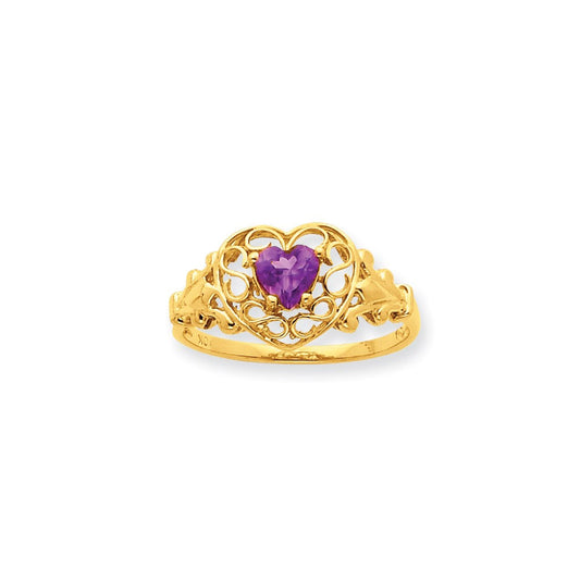 10k Yellow Gold Polished Geniune Rhodolite Garnet Birthstone Ring