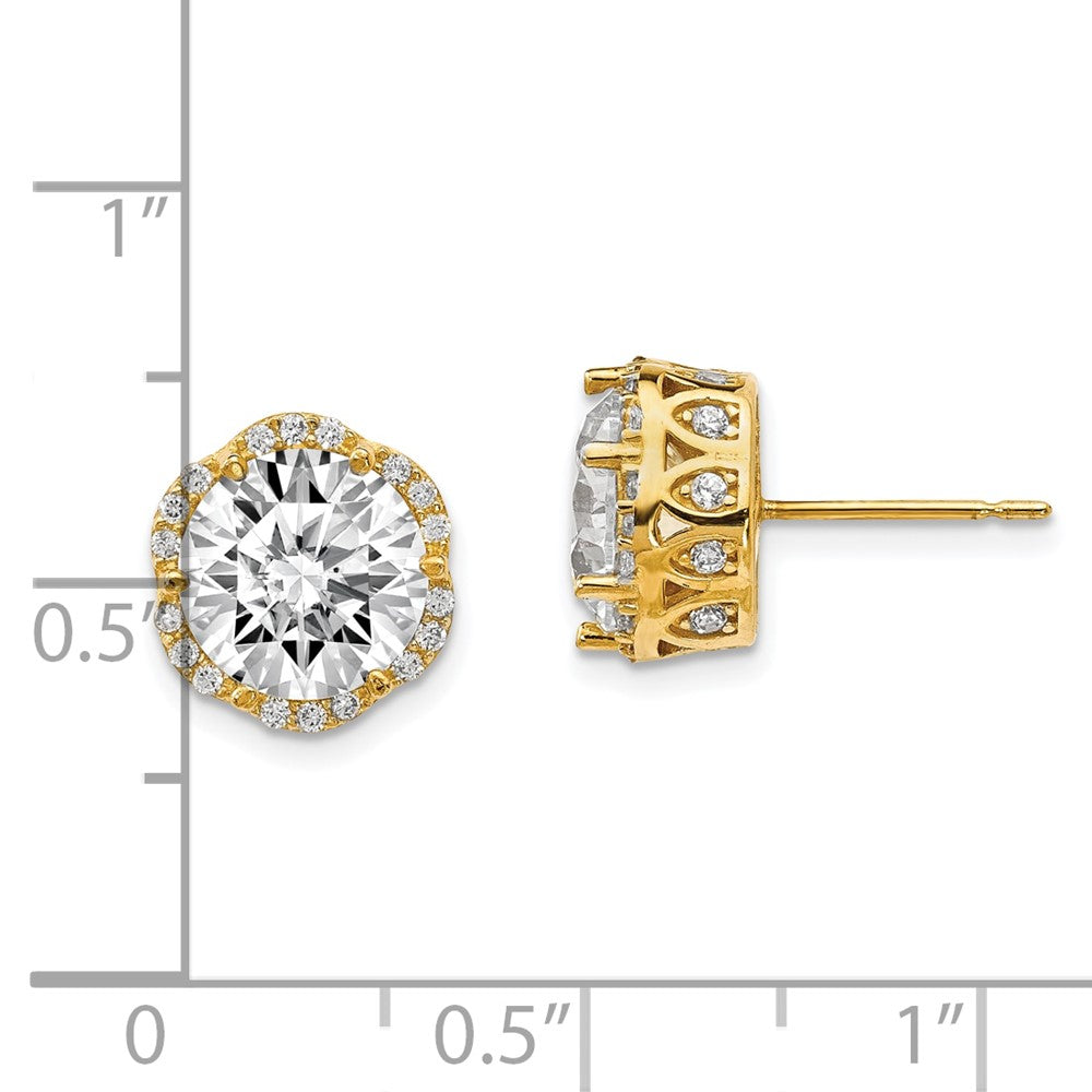 10k Yellow Gold Tiara Collection Polished CZ Post Earrings
