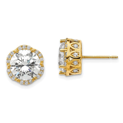 10k Yellow Gold Tiara Collection Polished CZ Post Earrings